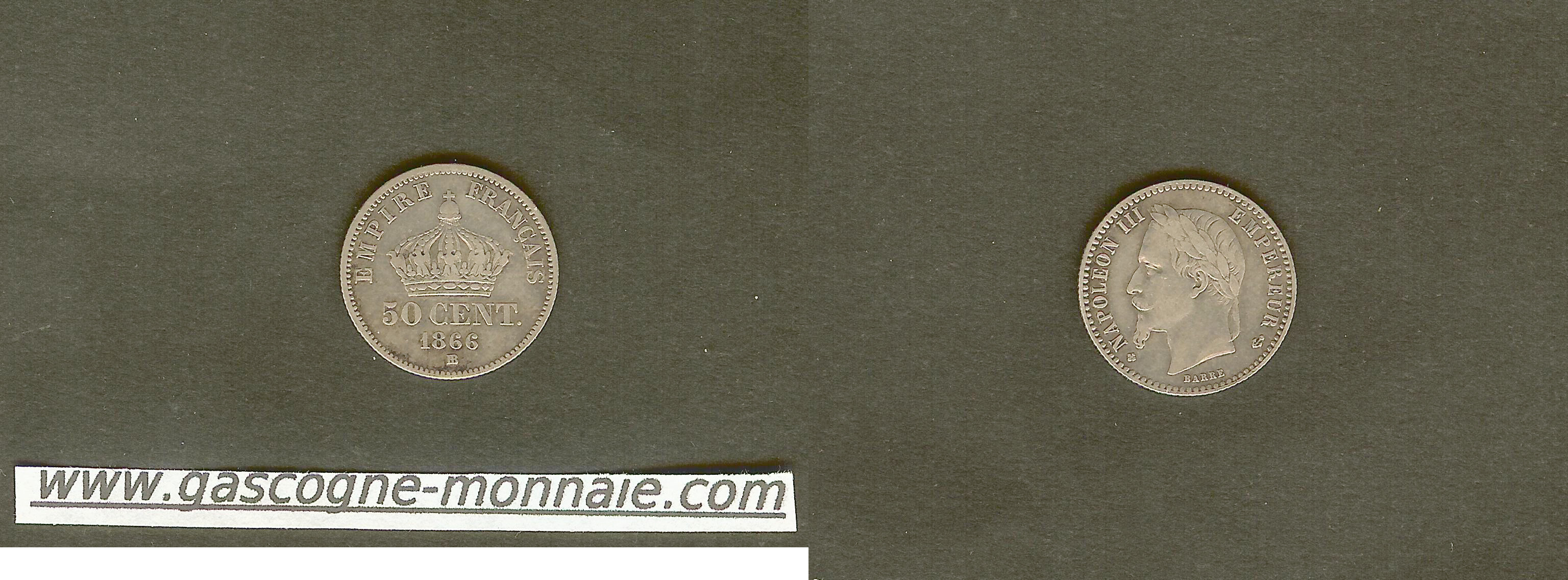 50 centimes Napoleon III 1866BB aVF
